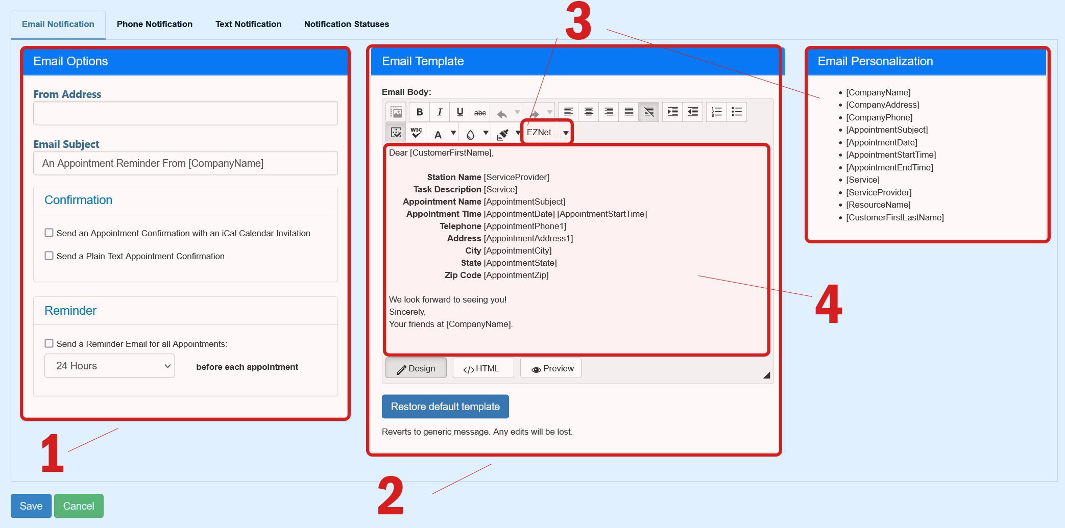 edit template notifications step 1